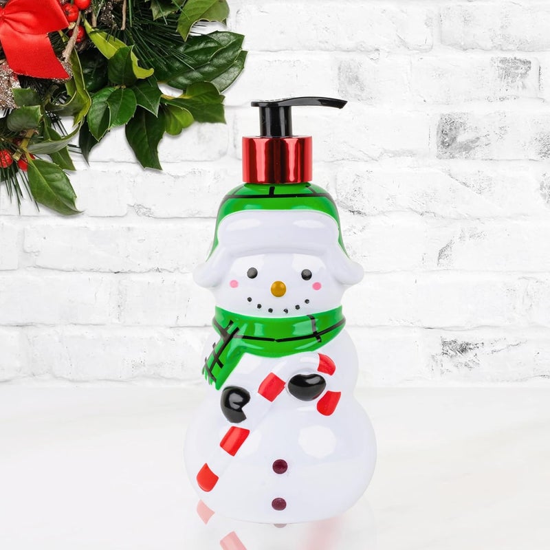 simple pleasures Snow Frosting Hand Soap Dispenser – 16.9 fl oz Refillable Holiday Soap, Ceramic Snowman Design with Candy Cane & Green Scarf – Festive Winter Bathroom & Kitchen Décor Gift - Image 5